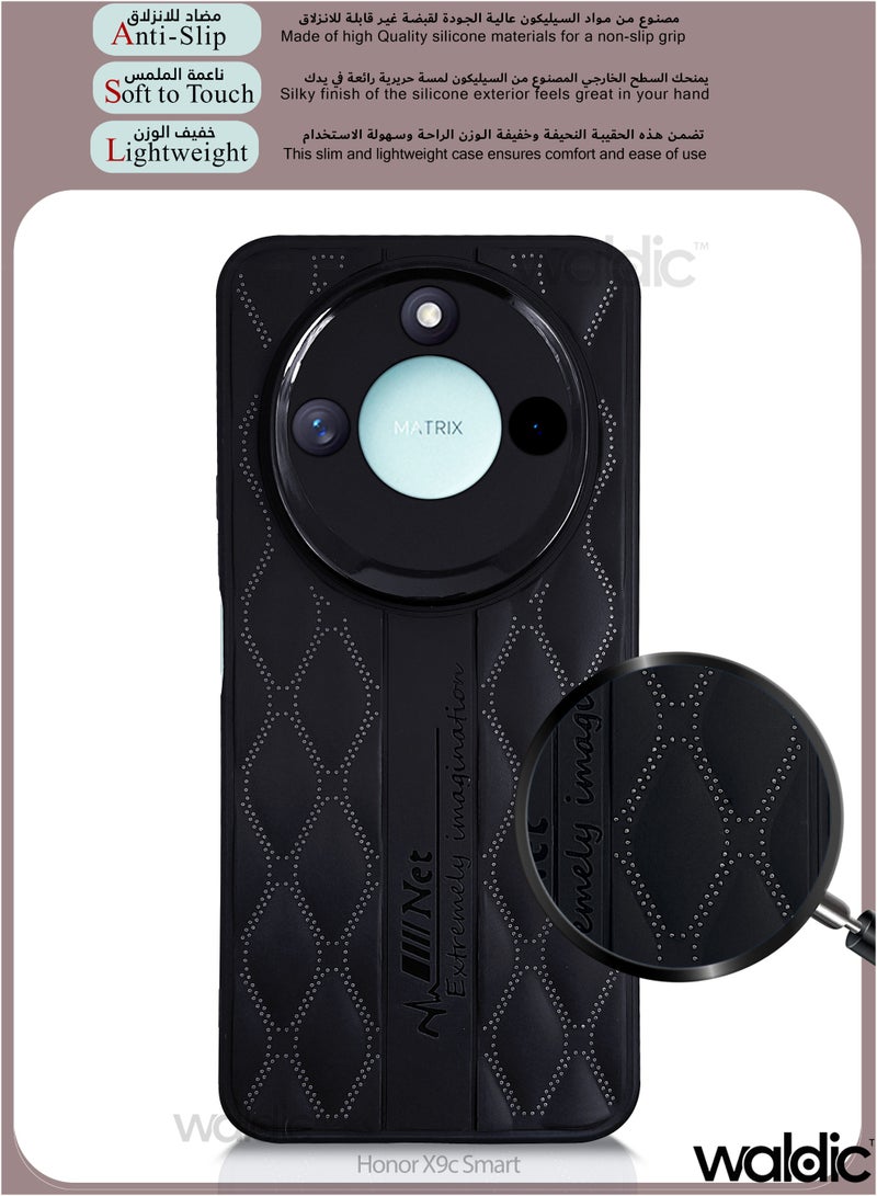 ولديك جراب فاخر لهاتف Honor X9C Smart  | غطاء سيليكون فاخر مصمم لهاتف Honor X9C Smart 5G | جراب Honor X9C Smart 5G، جراب خلفي رفيع واقٍ من السقوط والكاميرا لهاتف Honor X9C Smart 5G - أسود - Image 2